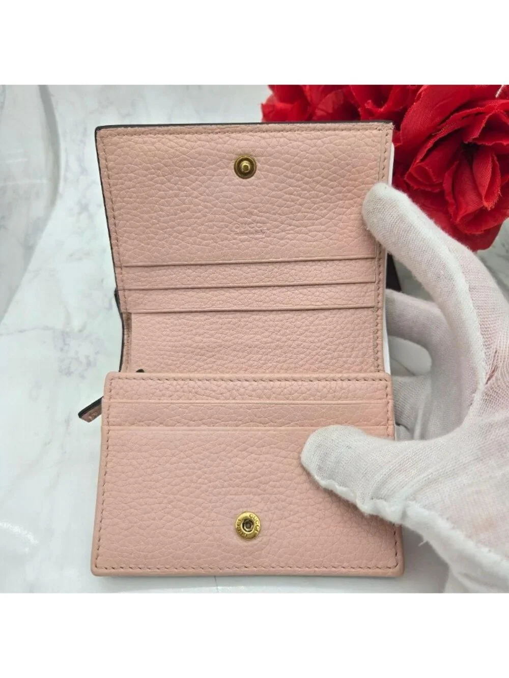 Gucci Fold Wallet Animalier Bee Leather